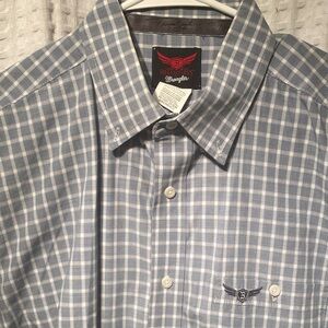 LIKE NEW! Wrangler Men's Blue Plaid Button Down Shirt